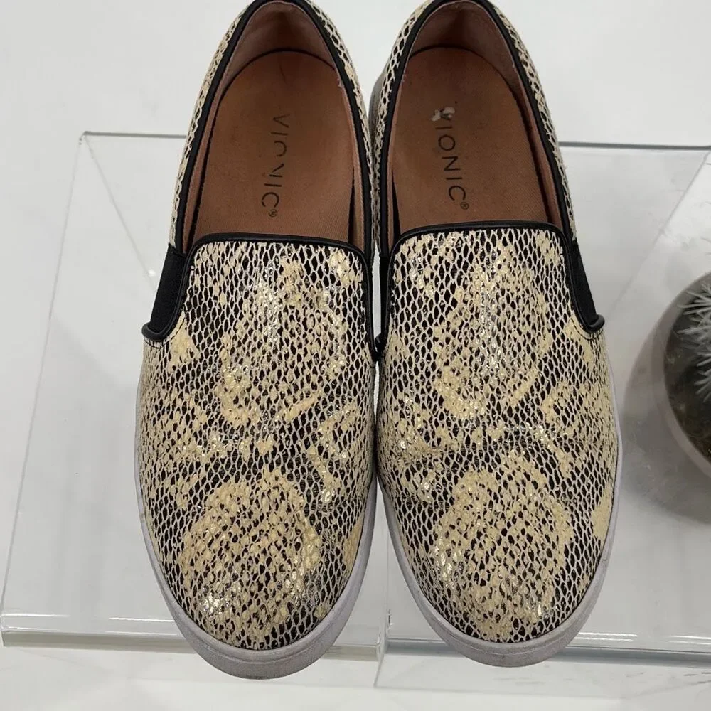 Vionic Women's Demetra Snake-Embossed‎ Slip-On Comfort Casual Sneakers 7